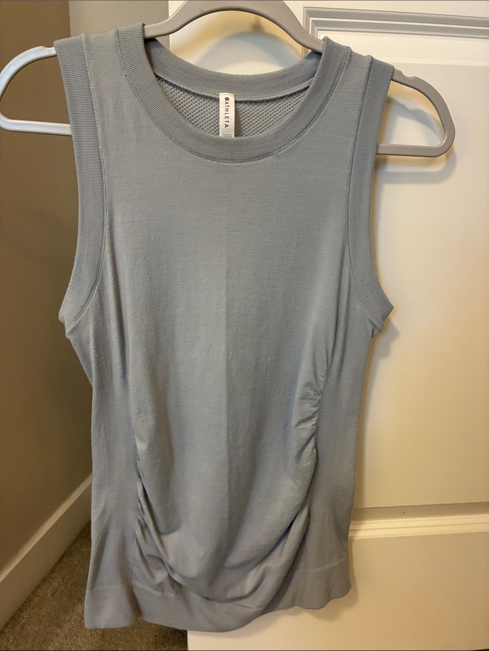 Athleta Sleeveless Light Blue Ruched Tank Top -Size M